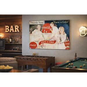 Vintage Reproduction Coca-Cola Tin Sign "Have A Coke" 16x12, Advertisement